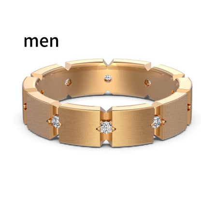 S925 Sterling Silver Men And Women Couple Rings Personality Fashion Round Zirconium Gang Drill Slim Ring Simple All-match