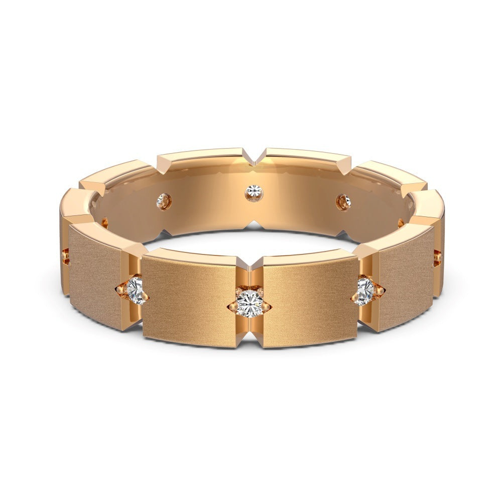 S925 Sterling Silver Men And Women Couple Rings Personality Fashion Round Zirconium Gang Drill Slim Ring Simple All-match