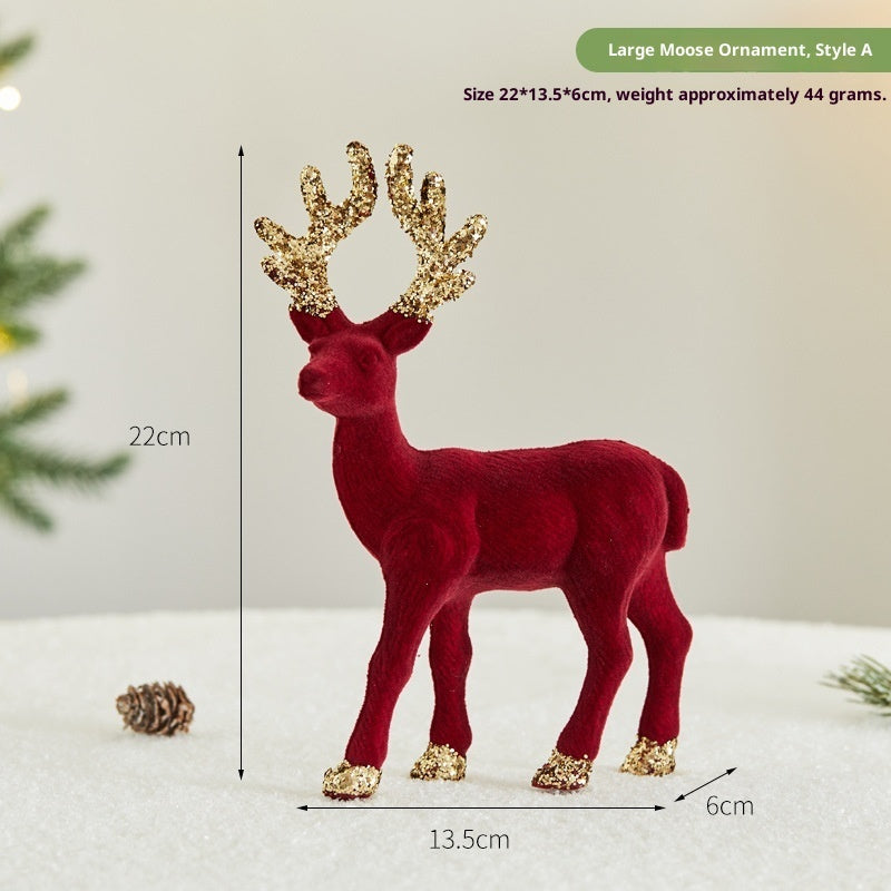 Christmas Sequined Flocking Elk Decoration