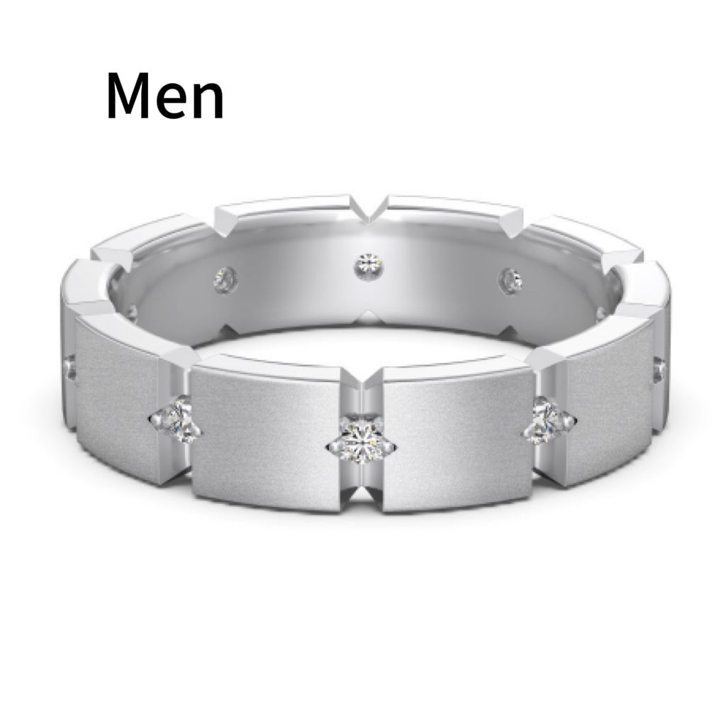 S925 Sterling Silver Men And Women Couple Rings Personality Fashion Round Zirconium Gang Drill Slim Ring Simple All-match