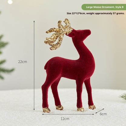 Christmas Sequined Flocking Elk Decoration